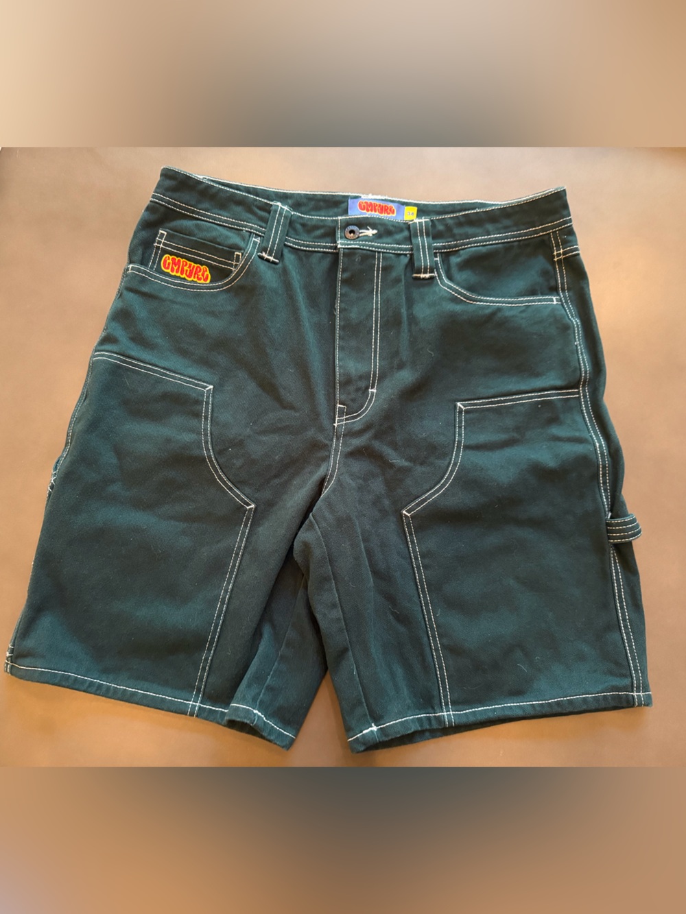 Streetwear… EMPYRE double knee green denim shorts SZ 34